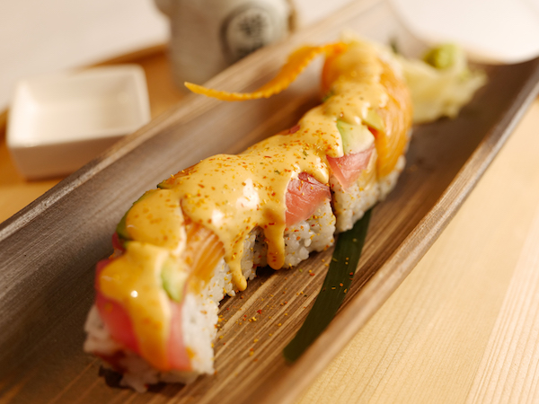 Order Fire Rainbow Roll  food online from Tanoshii store, Willow Grove on bringmethat.com