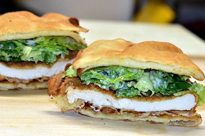 Order Naan Caesar Sandwich food online from Twisted Burger store, Round Lake on bringmethat.com