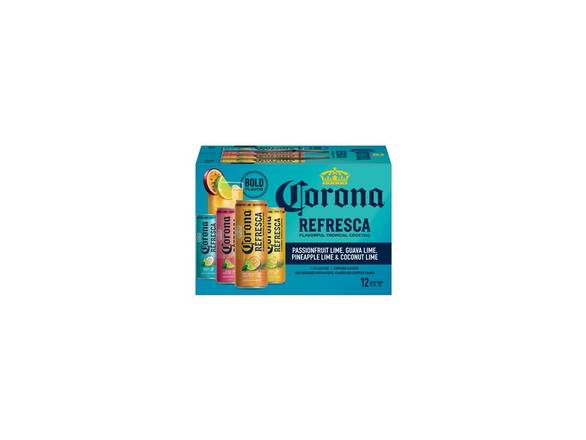 Order Corona Refresca Variety Pack Spiked Tropical Cocktail - 12x 12oz Cans food online from Shell Beach Liquor & Deli store, Pismo Beach on bringmethat.com