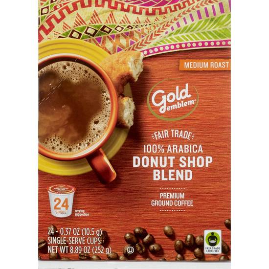 Order Gold Emblem Fair Trade Donut Shop Blend Premium Ground Coffee Single-Serve Cups, 24 CT food online from Cvs store, UPLAND on bringmethat.com