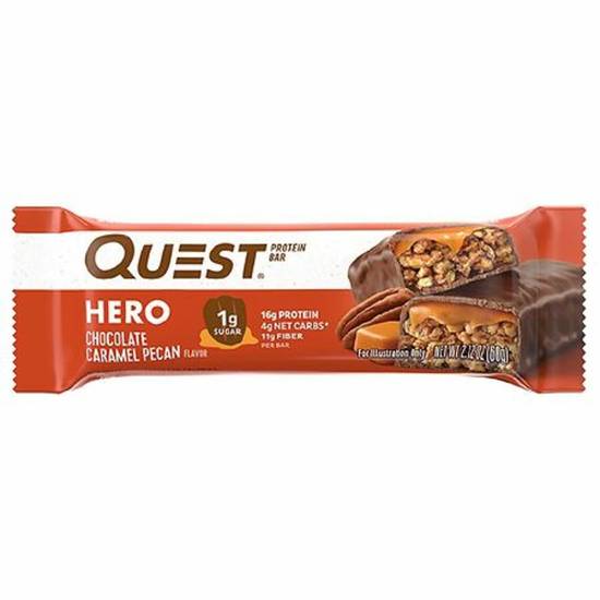 Order Quest Hero Protein Bar - Choc Caramel Pecan food online from IV Deli Mart store, Goleta on bringmethat.com