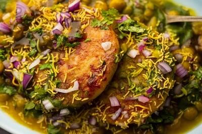Order Aloo Tikki Chaat food online from Peacock Indian Cuisine store, Plano on bringmethat.com