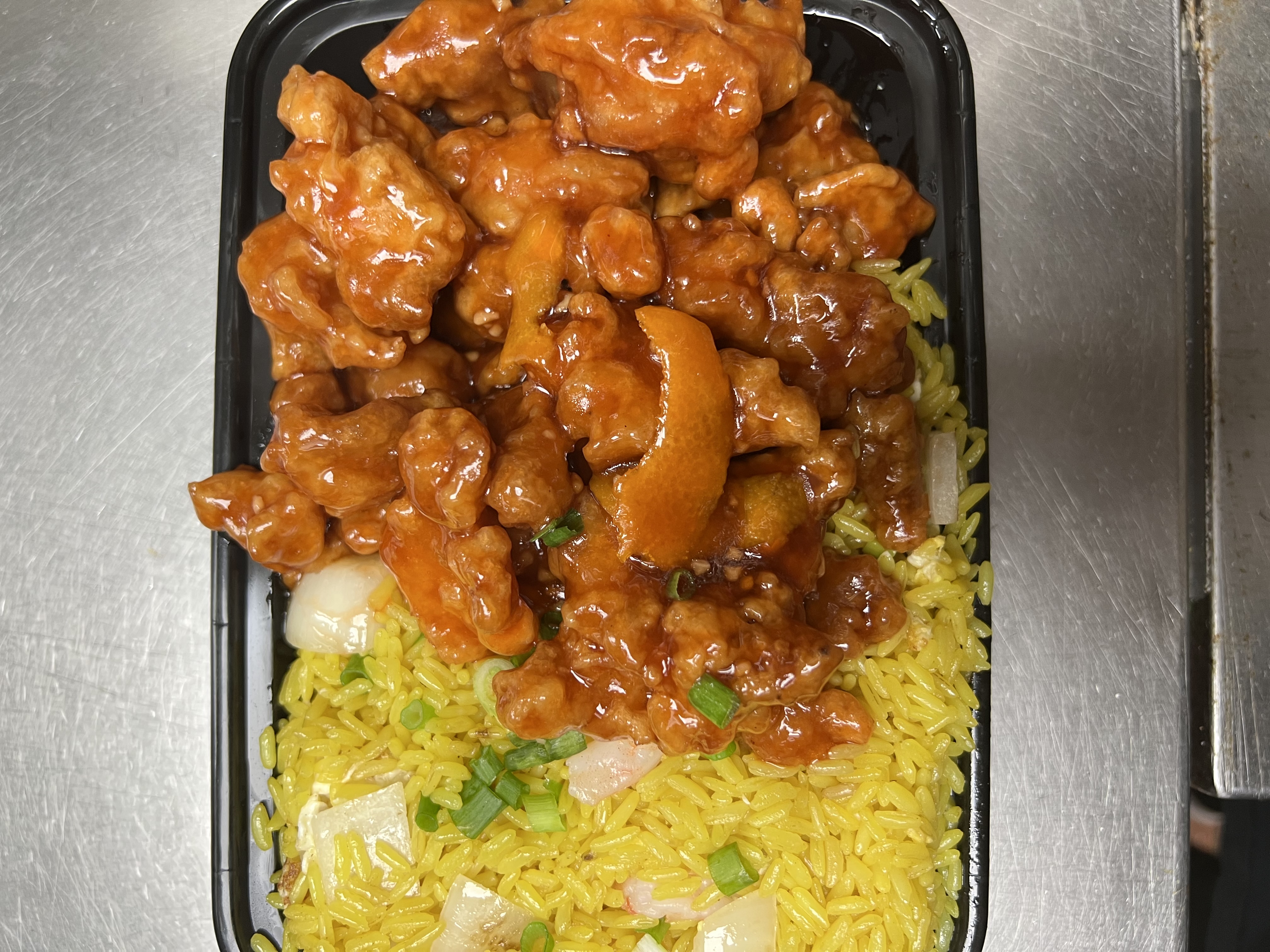 Order C13. Orange Chicken Combo Special food online from King Chef Chinese Restaurant store, West Haven on bringmethat.com