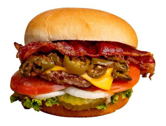 Order Bacon Jalapeno Burger food online from Shake N Buns store, Bakersfield on bringmethat.com
