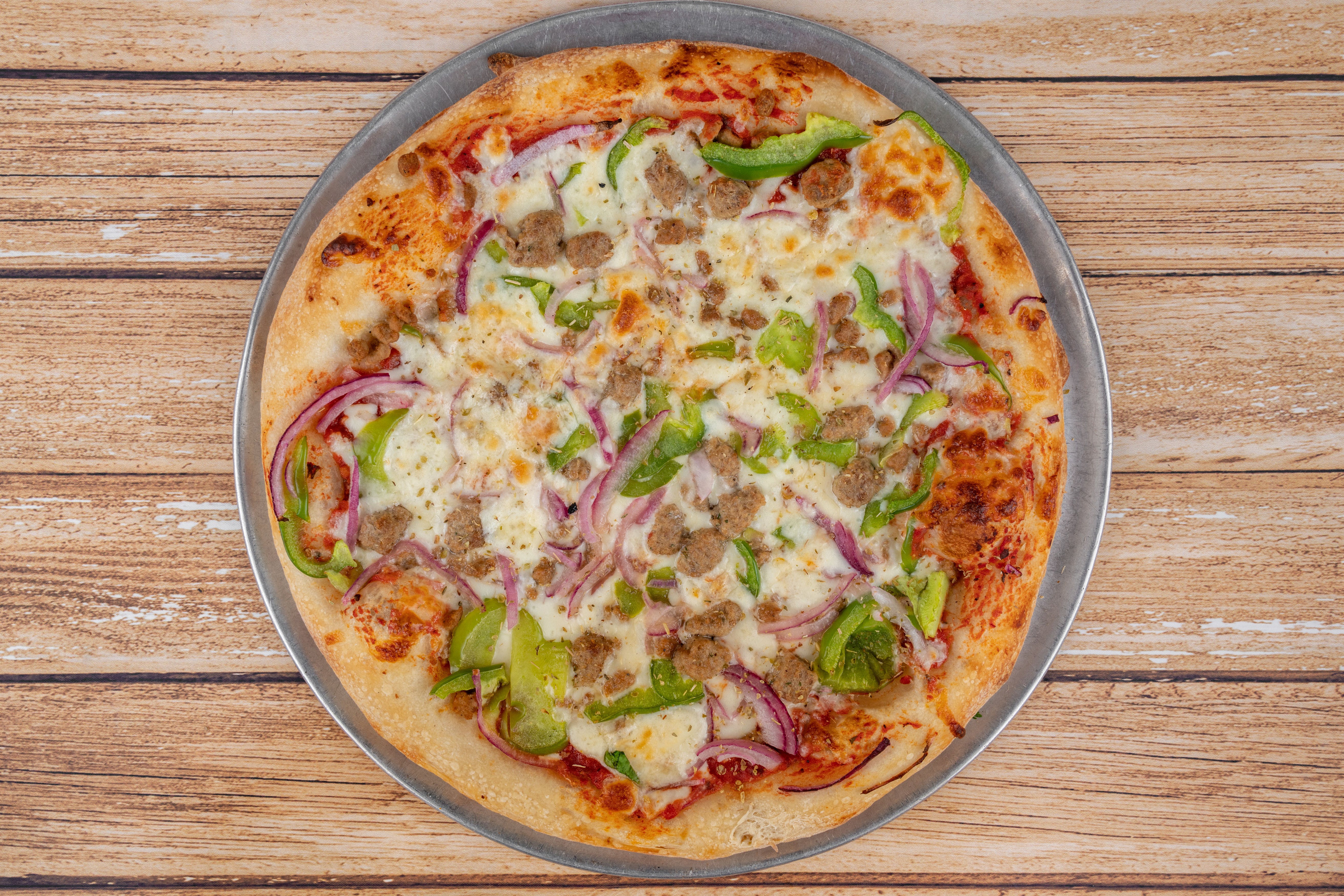 Order Midtown Special Pizza - Medium 12'' (Serves 1-2) food online from Two Guys Pizzeria store, Houston on bringmethat.com