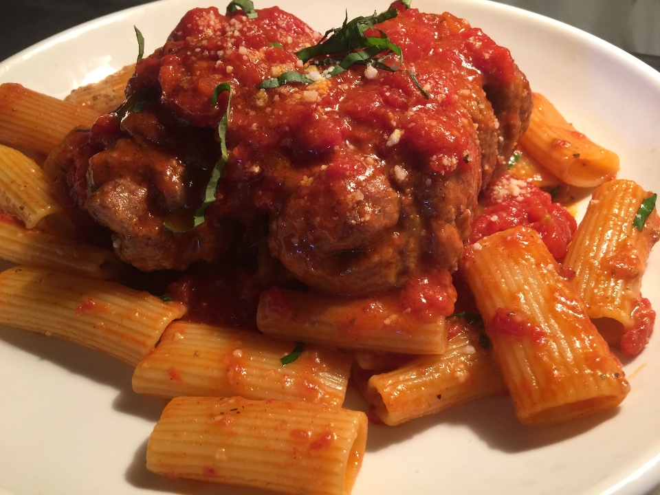 Order Brasciole Over Rigatoni food online from Carlo's Restaurant store, Yonkers on bringmethat.com