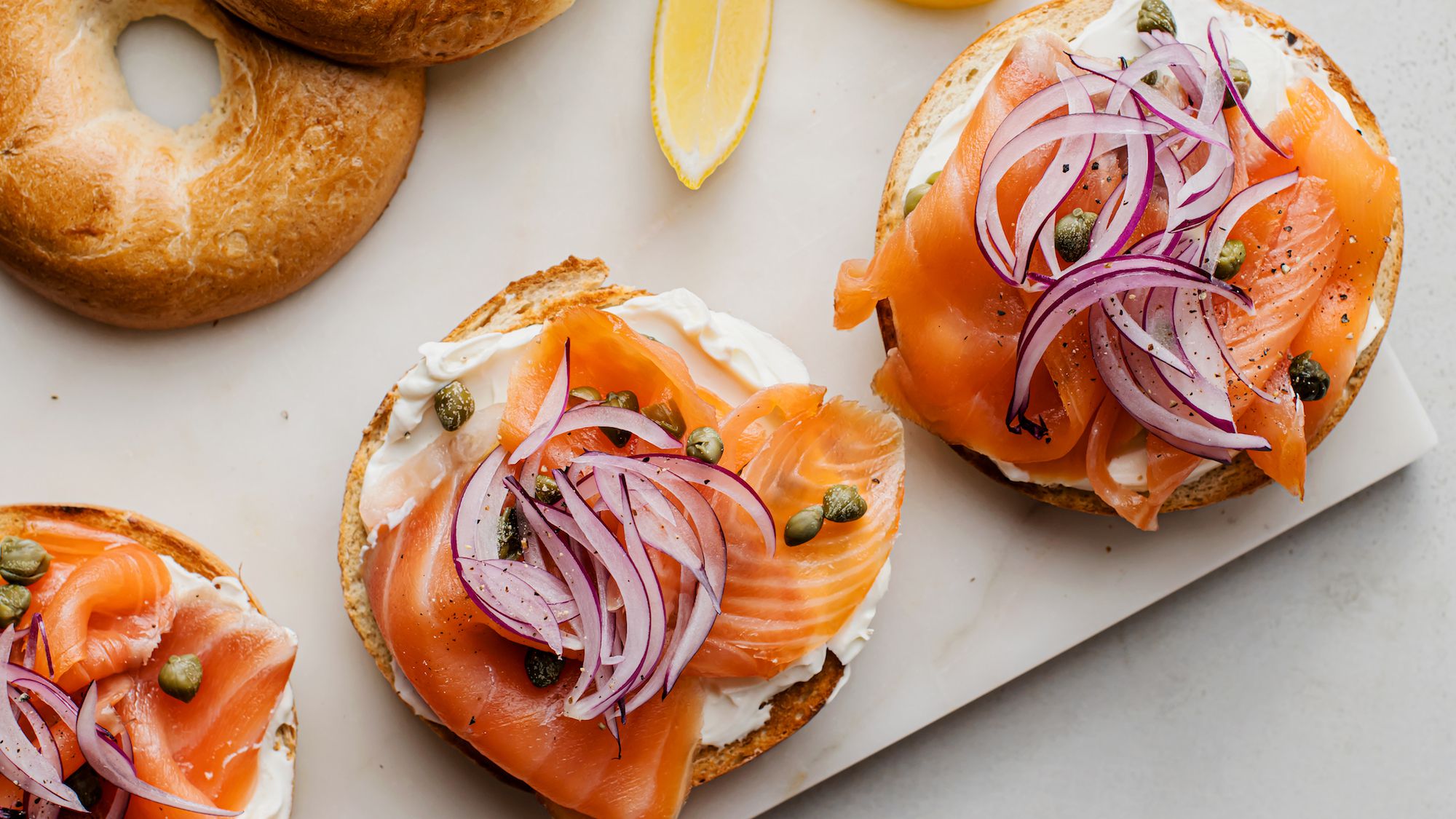 Order Nova Lox Bagelwich food online from The Bagel Place store, East Meadow on bringmethat.com