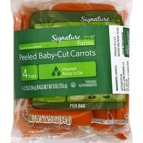 Order Signature Farms · Peeled Baby-Cut Carrots (4 x 2.3 oz) food online from Albertsons Express store, Broussard on bringmethat.com