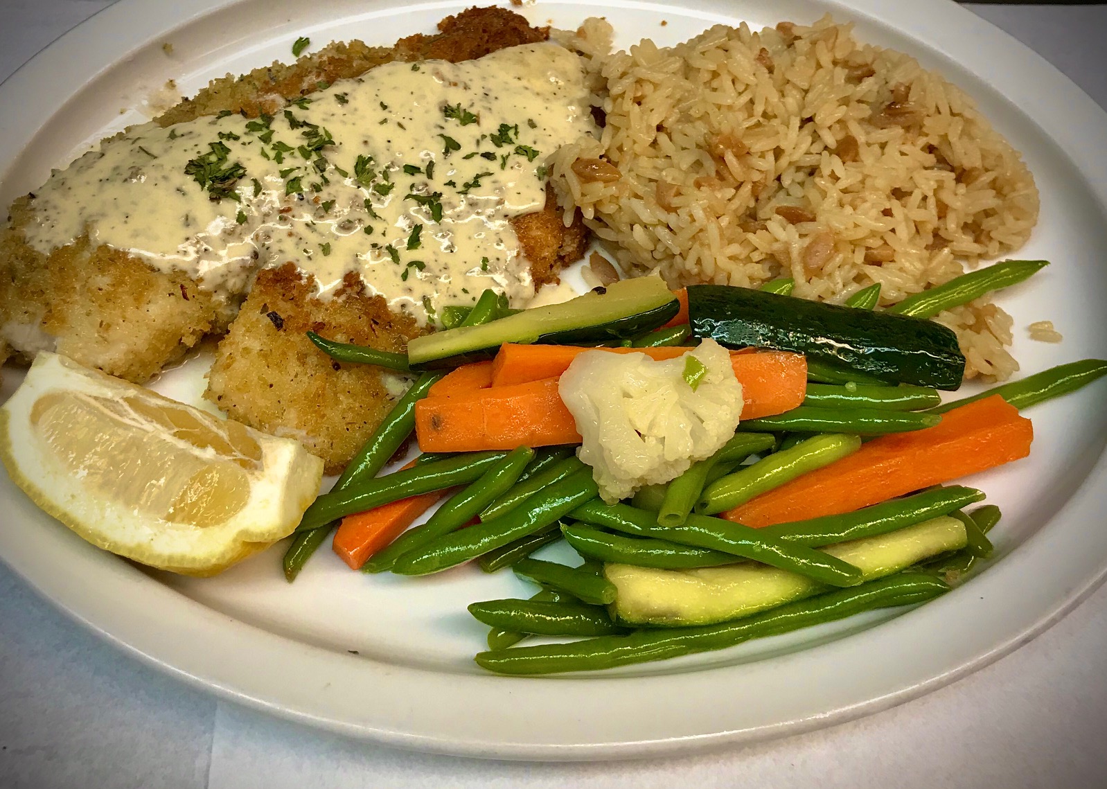 Order Parmesan Crusted Tilapia food online from Chessie Restaurant store, Barrington on bringmethat.com