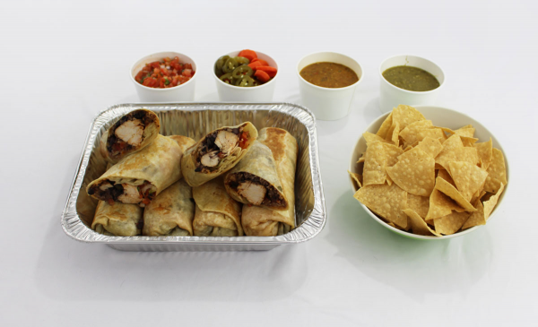 Order Burrito Family Platter (Includes Churros) food online from Benny's tacos & chicken rotisserie store, Los Angeles on bringmethat.com