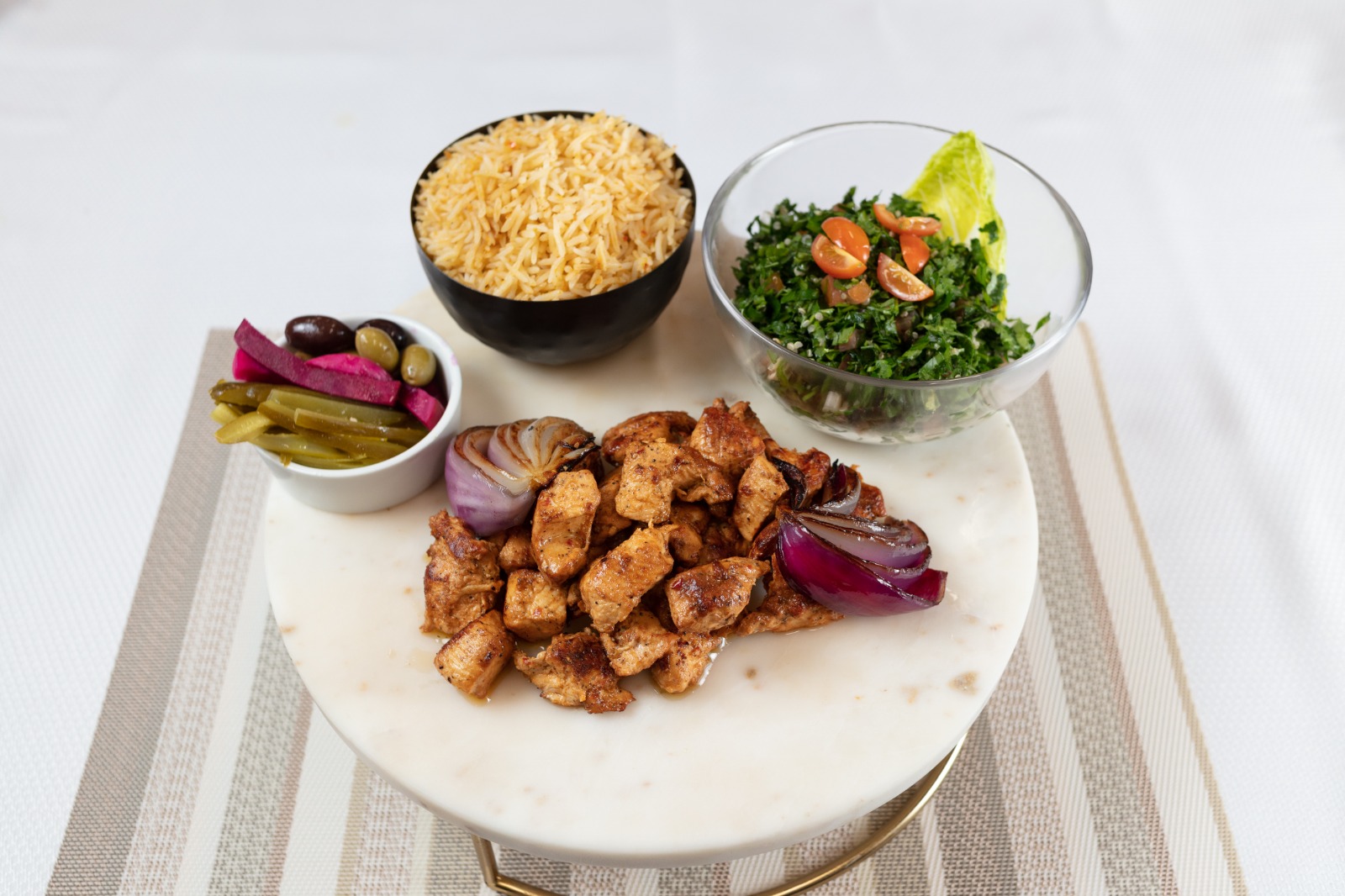 Order Chicken Tawook Plate food online from De Babel store, Scottsdale on bringmethat.com