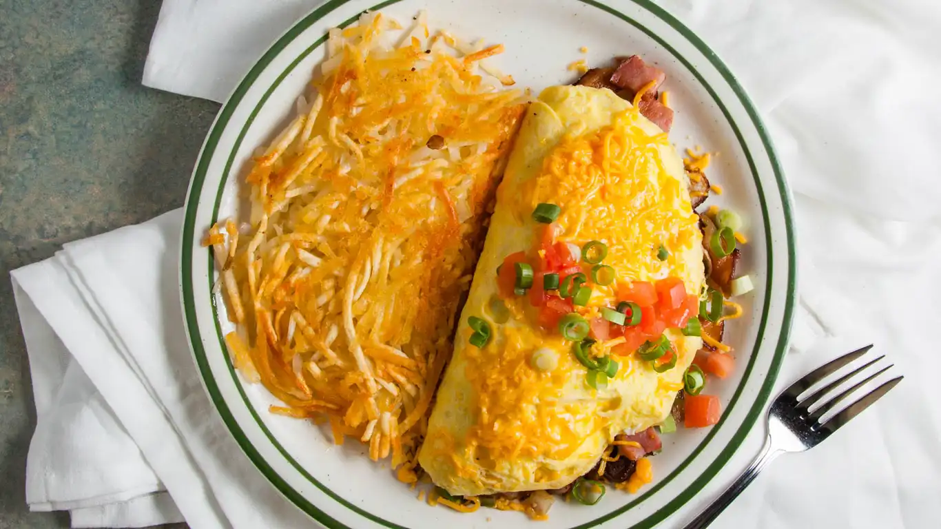 Order Meat Lovers Omelette food online from Country Waffles store, Citrus Heights on bringmethat.com