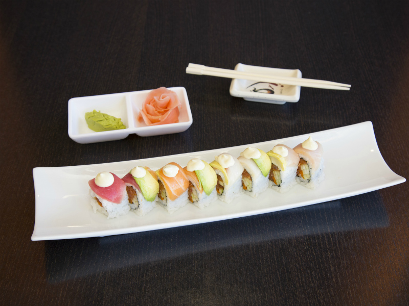 Order Rainbow Roll food online from Kaki Sushi store, San Diego on bringmethat.com