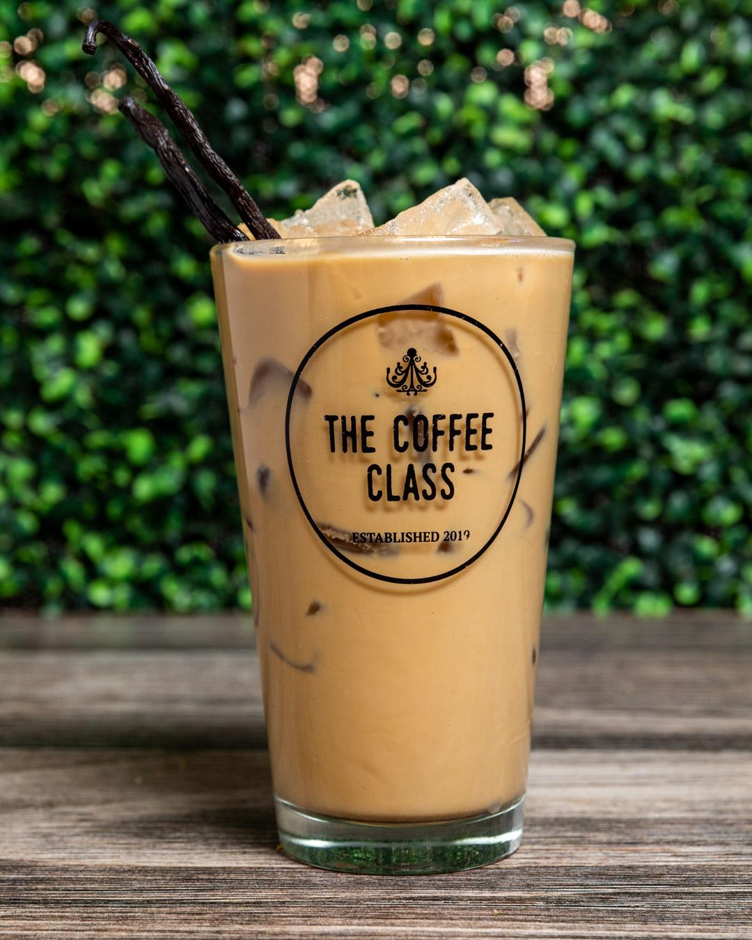 Order Vanilla Bean Latte (Iced) - # food online from The Coffee Class store, Las Vegas on bringmethat.com