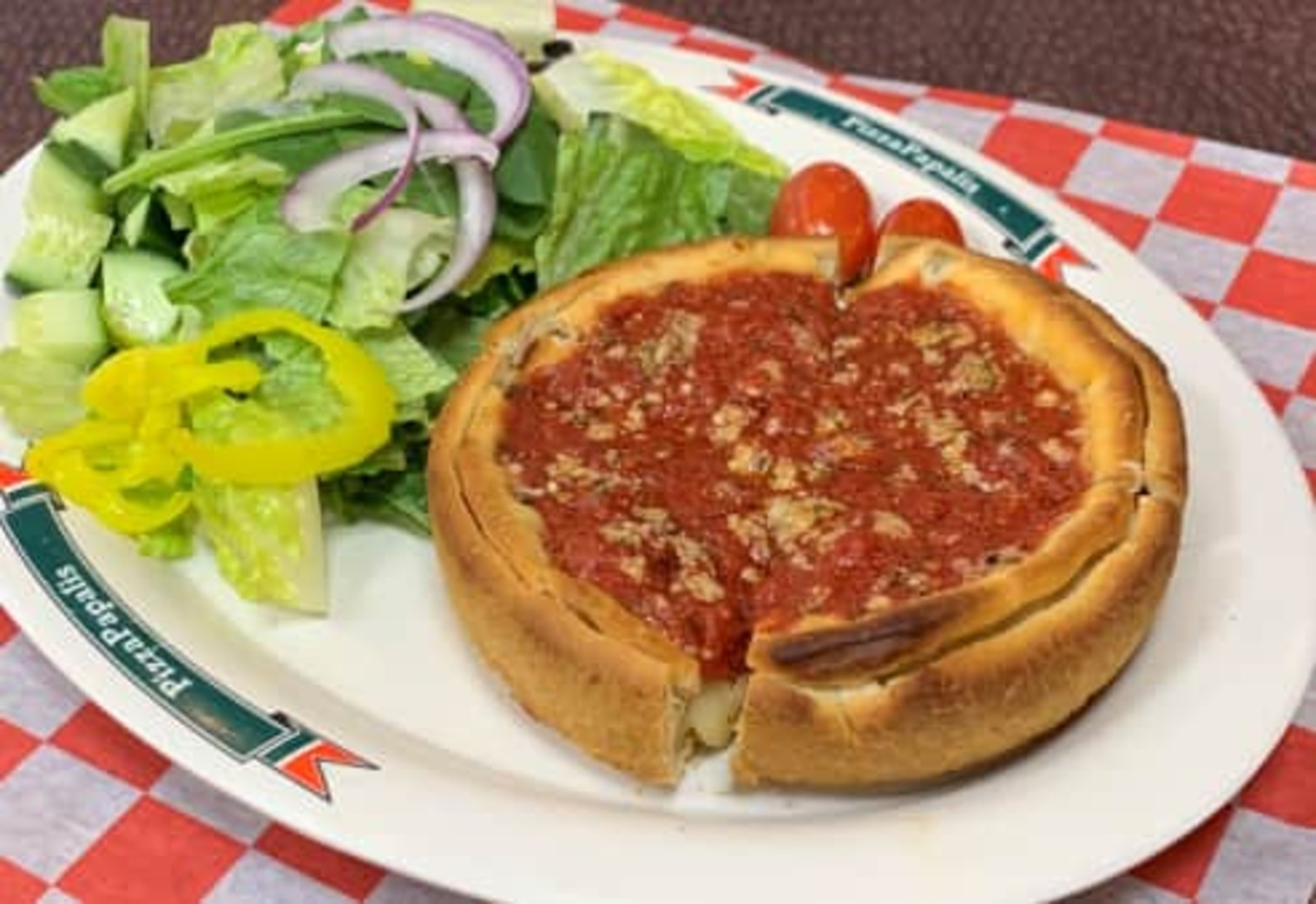 Order Junior Deep Dish and Salad Combo Lunch food online from PizzaPapalis store, Bloomfield Hills on bringmethat.com