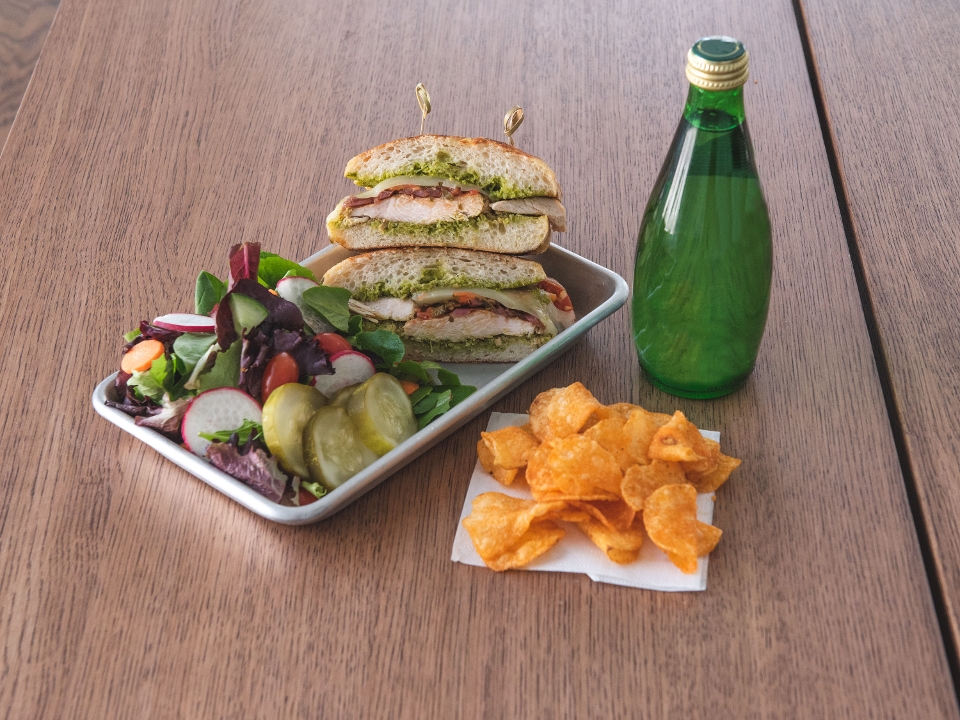 Order Chicken Pesto Panini Combo food online from Spring St Cafe store, Los Angeles on bringmethat.com