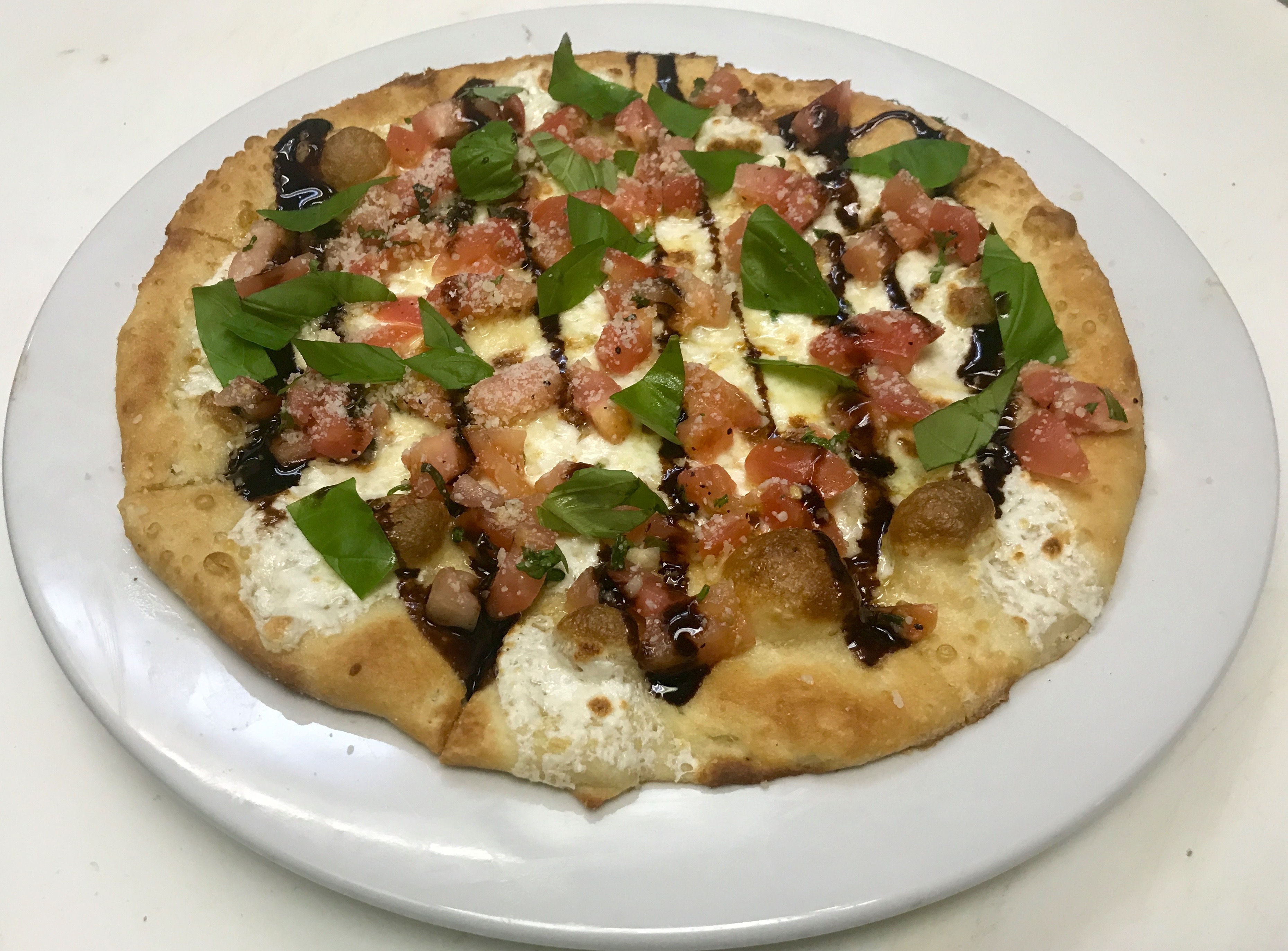 Order Flatbread Caprese food online from Cuzino Pizza & Pasta store, Wilmington on bringmethat.com