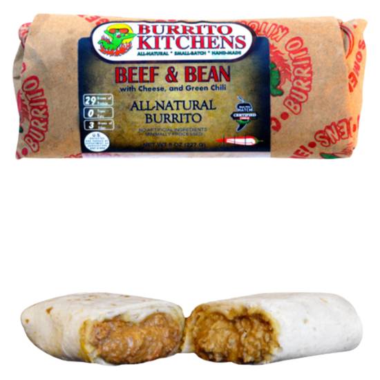 Order Burrito Kitchen Bean and Cheese Burrito 8oz food online from Everyday Needs By Gopuff store, Littleton on bringmethat.com
