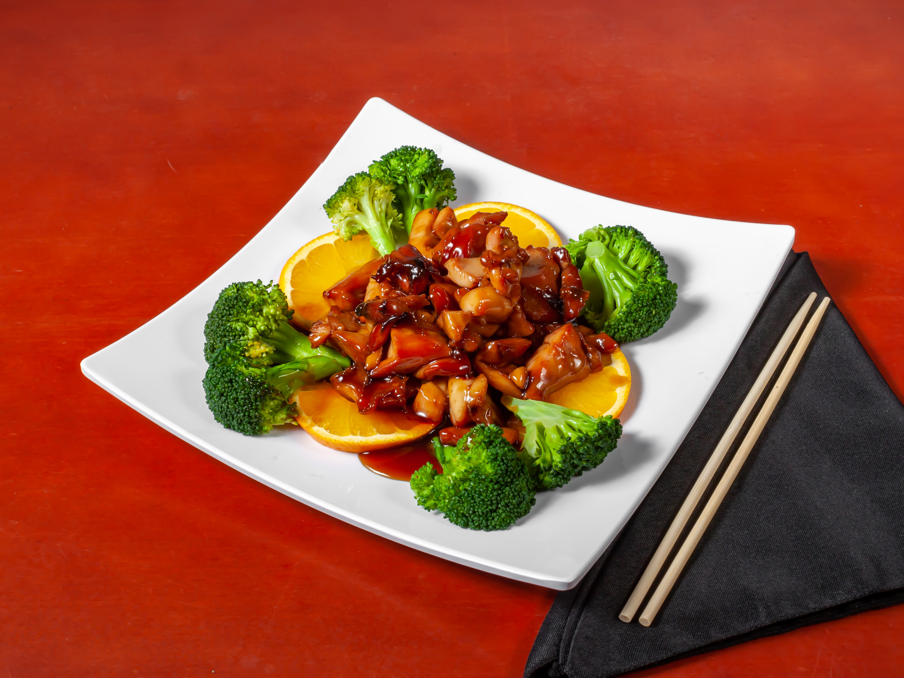 Order 55. Bourbon Chicken food online from Wang & King Asian Cafe store, Charlotte on bringmethat.com