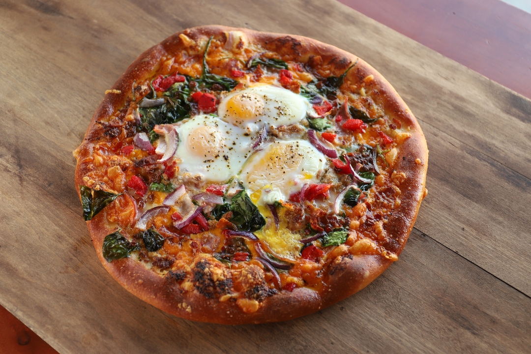 Order Breakfast Pizza Large food online from Wealthy Street Bakery store, Grand Rapids on bringmethat.com