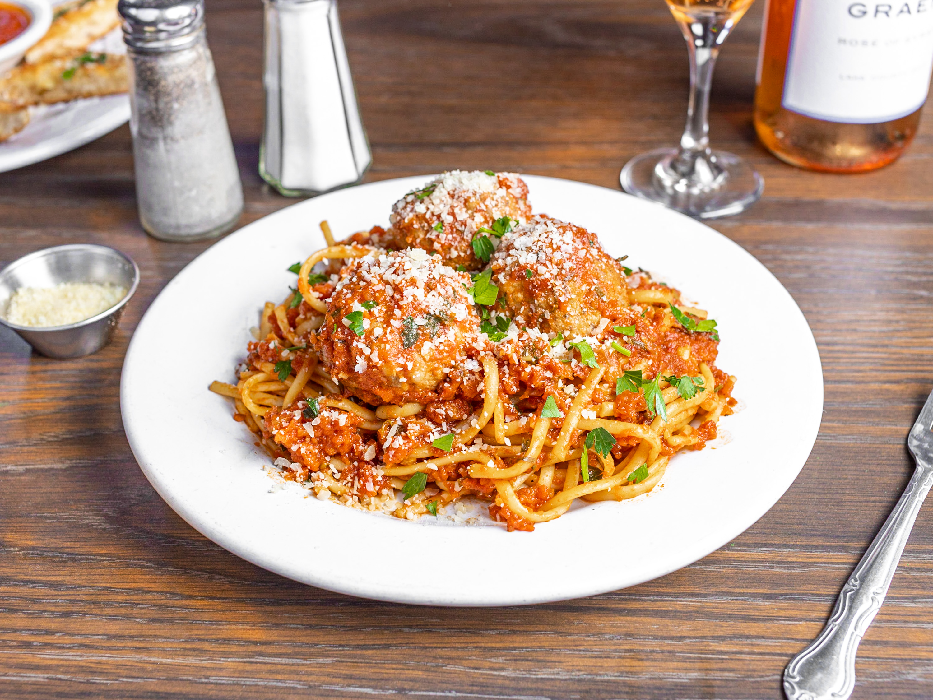 Order Linguine and Meatballs Pasta food online from Rite Spot Cafe store, San Francisco on bringmethat.com
