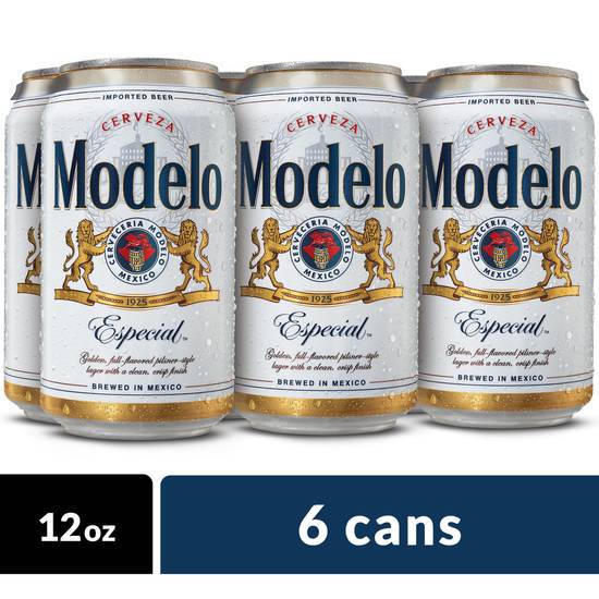 Order Modelo Especial, 6pk-12oz can beer (4.4% ABV) food online from Mimi Liquor store, Joliet on bringmethat.com