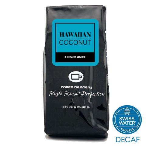 Order 12oz Whole Bean Hawaiian Coconut Swiss Water Process Flavored Decaf Coffee food online from The Coffee Beanery store, Wyomissing on bringmethat.com