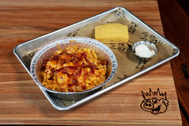 Order Loaded Baked Potato Macaroni food online from Bbq King Smokehouse store, Huntley on bringmethat.com