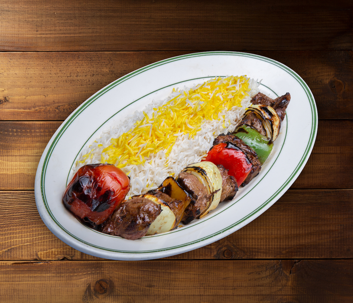 Order 20. Shish Kabob - شیش کباب food online from Negeen Restaurant store, Campbell on bringmethat.com