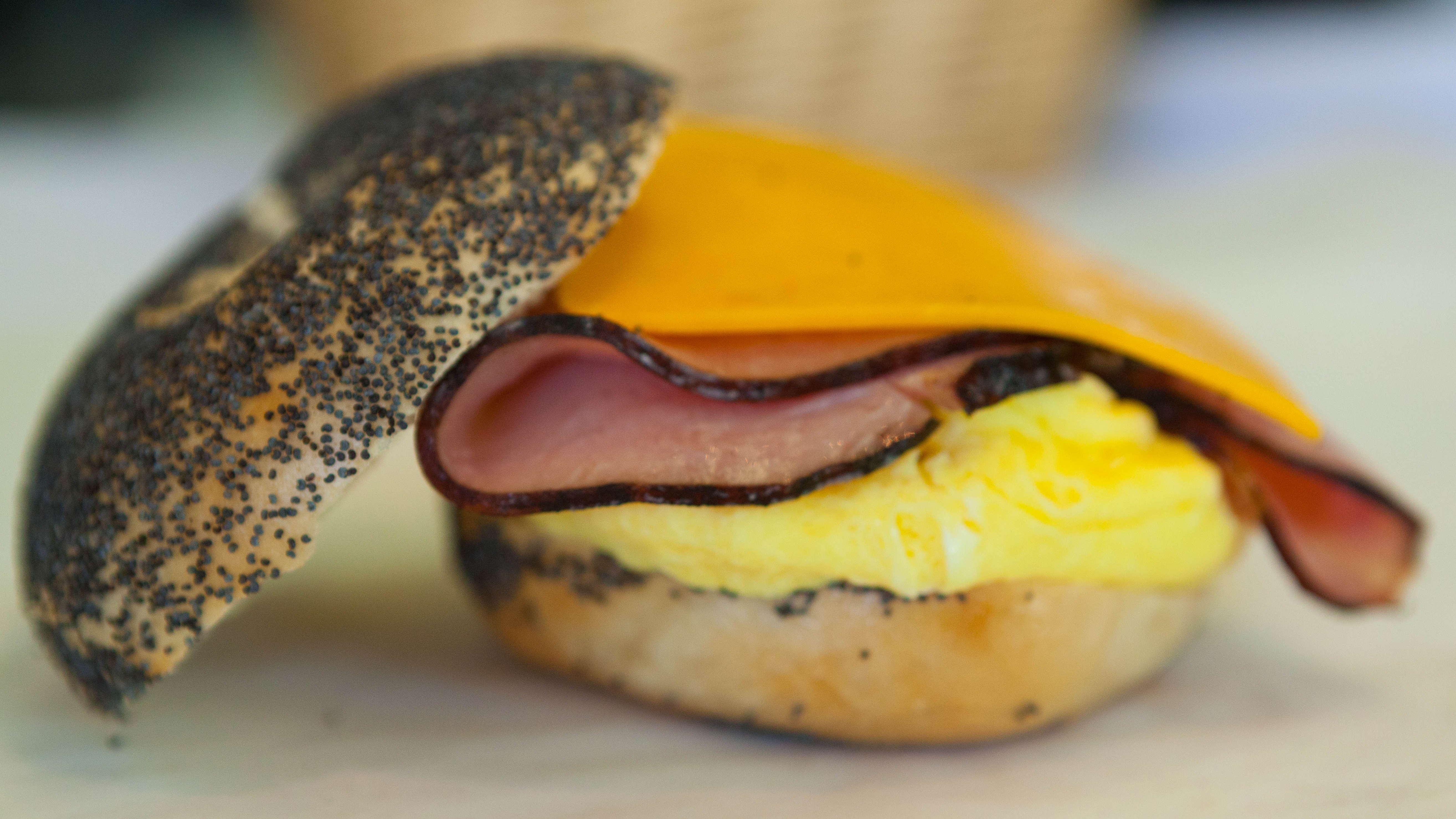 Order 6. Ham, Egg and Cheese Bagel food online from House Of Bagels And Cafe store, Scotts Valley on bringmethat.com