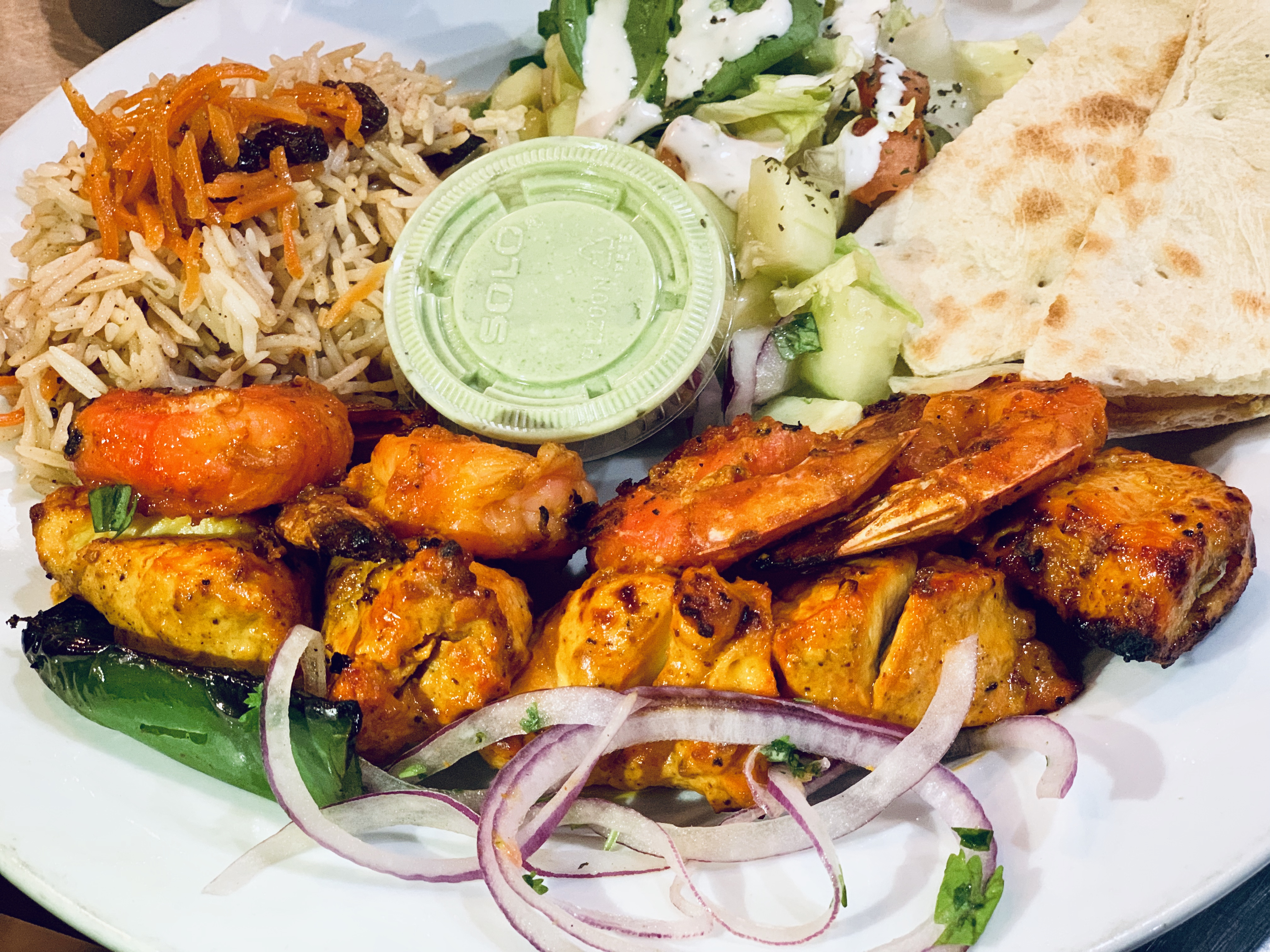 Order Chicken and Shrimp Combo food online from The Kabul Fresh Grill store, Baltimore on bringmethat.com