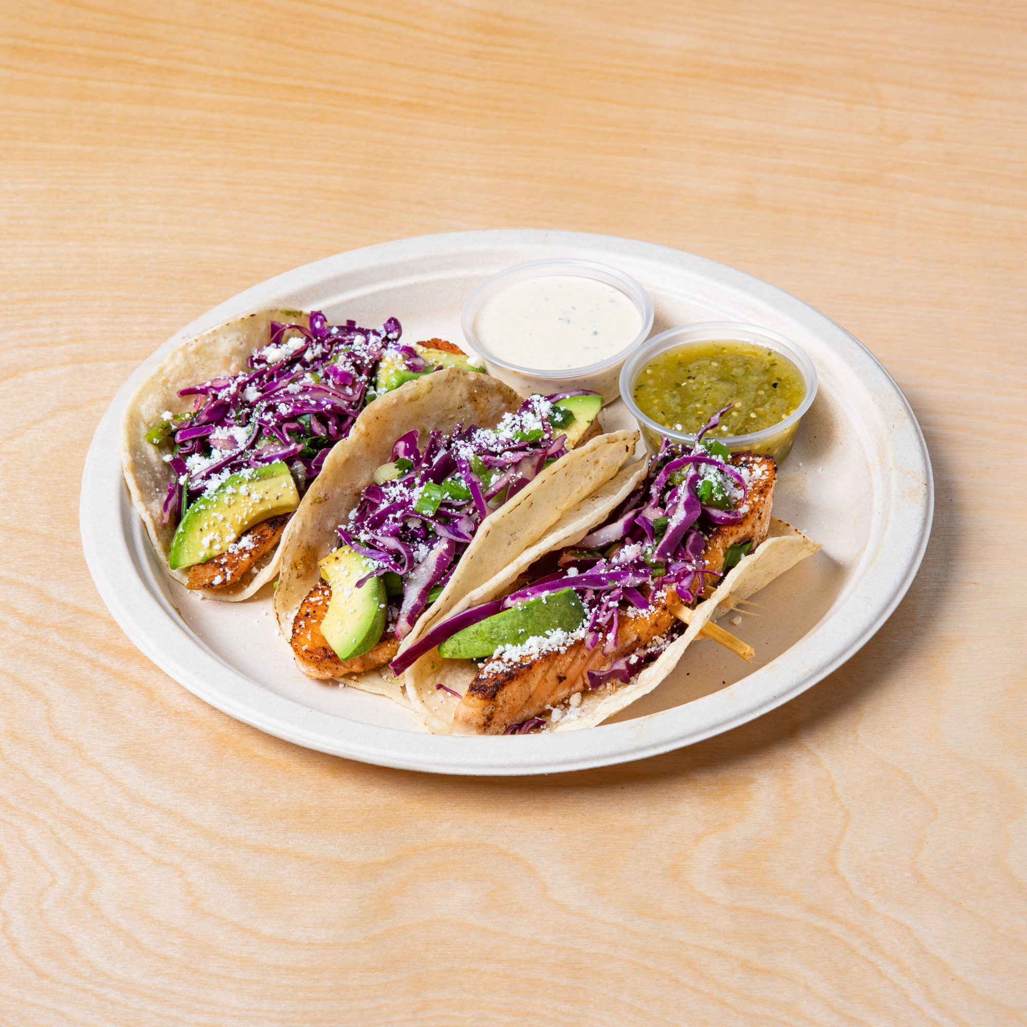 Order Blackened Fish Tacos food online from Green Tomato Grill store, Brea on bringmethat.com