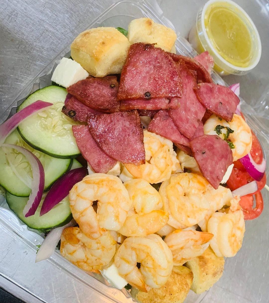 Order Antipasto Salad - Salad food online from Lilly's Pizza store, Raleigh on bringmethat.com