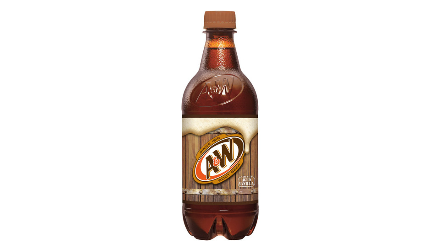 Order A & W Root Beer 20 oz Bottle food online from Ocean Liquor store, South Pasadena on bringmethat.com
