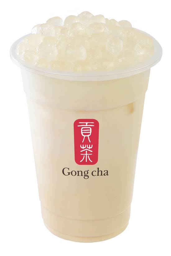 Order Green Mlik Tea with White Pearl (Cold) (寒天奶綠) food online from Gong Cha & Fuji Teriyaki store, Silver Spring on bringmethat.com
