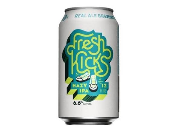 Order Real Ale Fresh Kicks Hazy IPA - 6x 12oz Cans food online from Bear Creek Spirits & Wine store, Colleyville on bringmethat.com