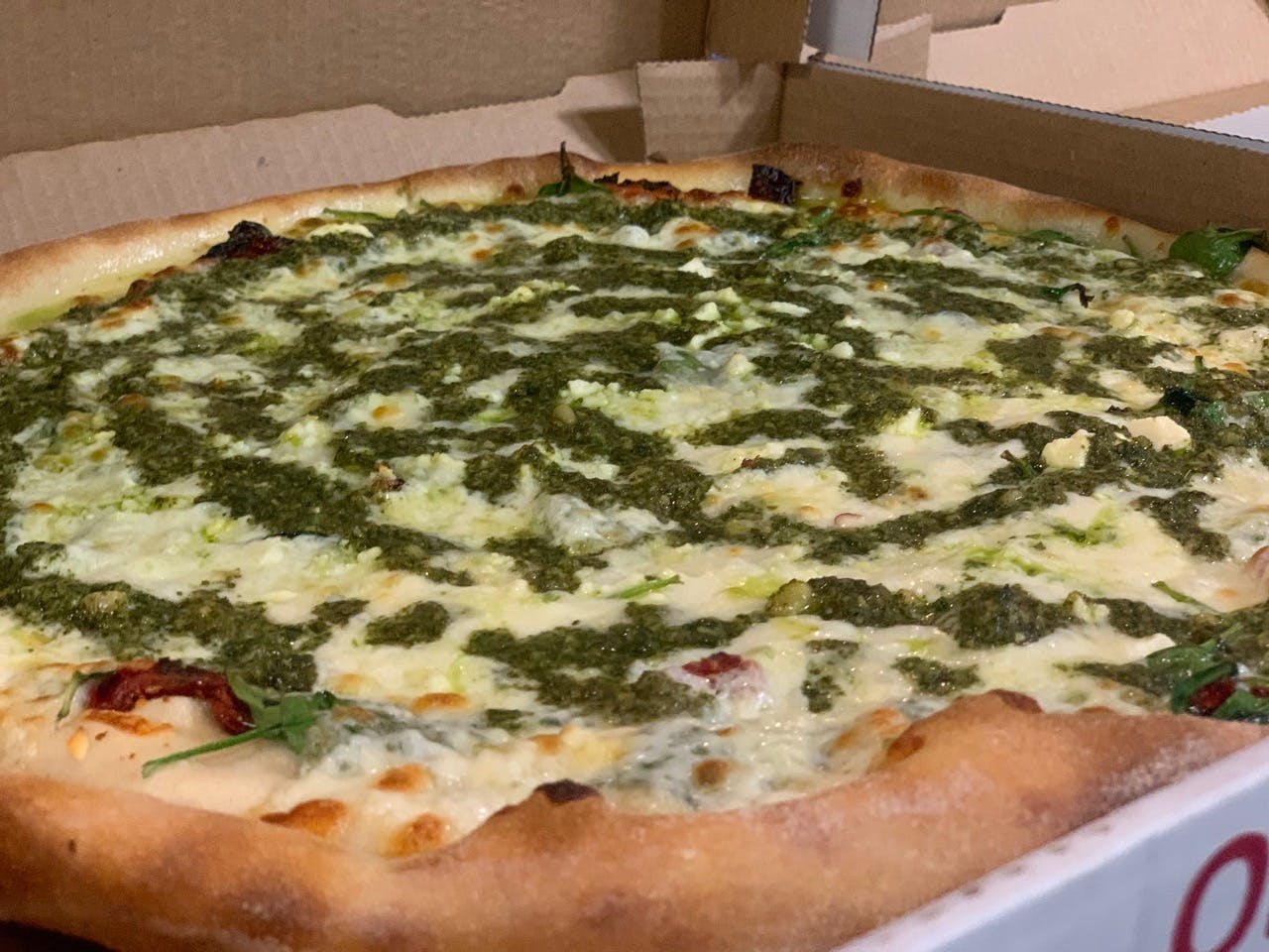 Order Pesto Veggie Pizza - Small 12'' food online from Sals Family Pizza store, Nashville on bringmethat.com