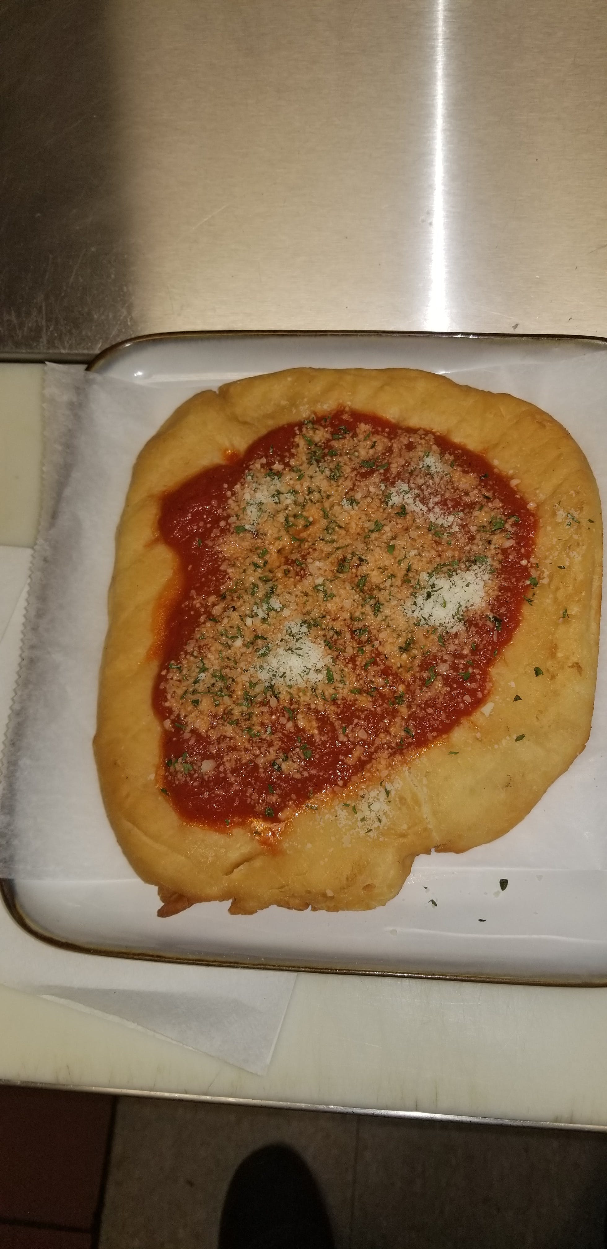 Order Fried Dough with Sauce - 1 Piece food online from Broad Street Pizza store, Meriden on bringmethat.com