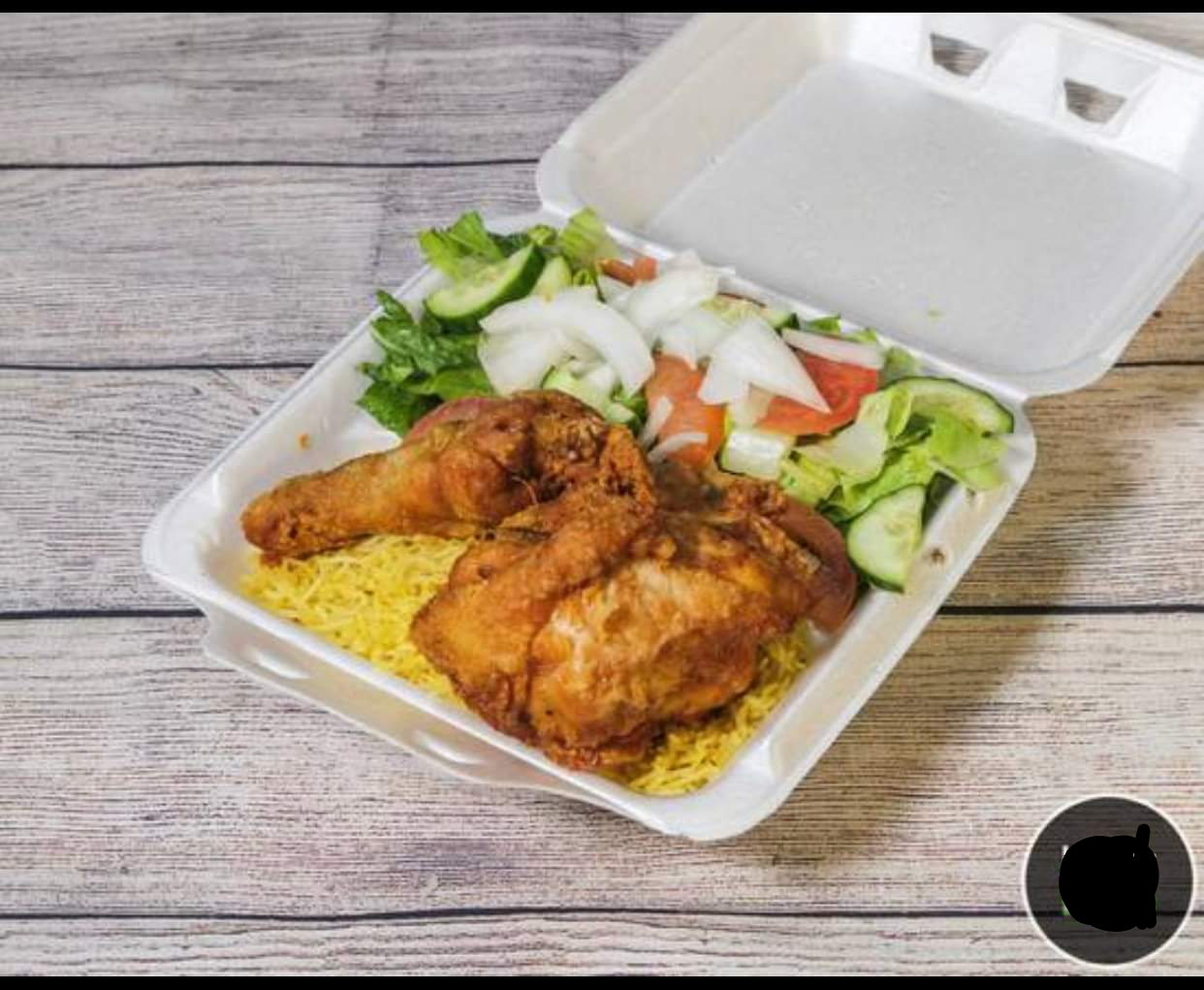 Order Chicken with Rice & Salad food online from Crown Fried Chicken store, Newark on bringmethat.com