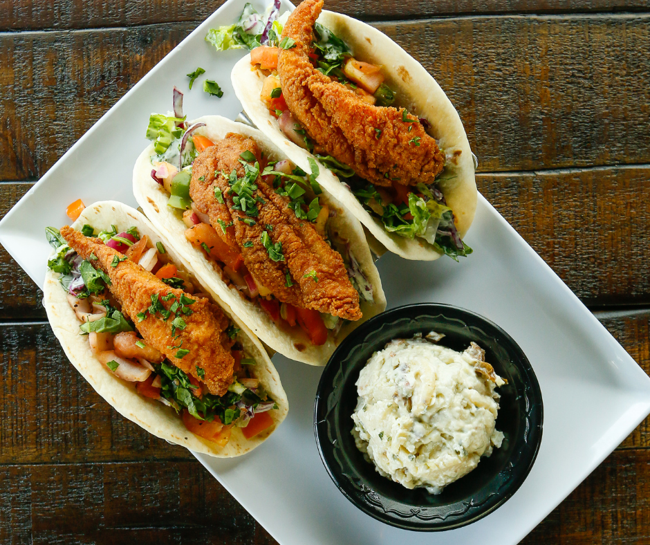 Order Crispy Catfish Taco food online from Wharf Casual Seafood Dothan store, Dothan on bringmethat.com
