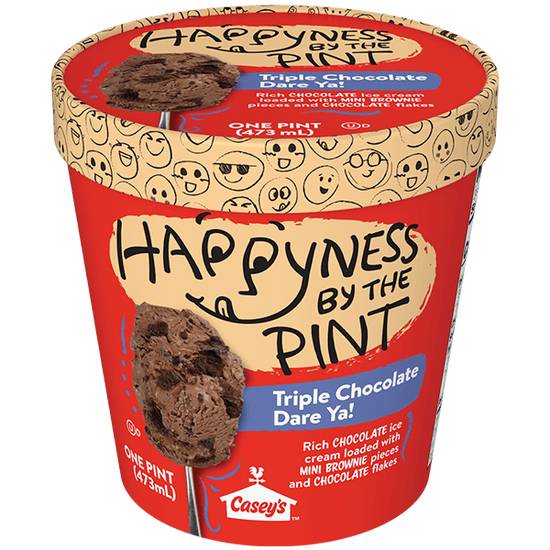 Order Happyness by the Pint Triple Chocolate Dare Ya! Ice Cream, 16oz food online from Casey store, Eldridge on bringmethat.com