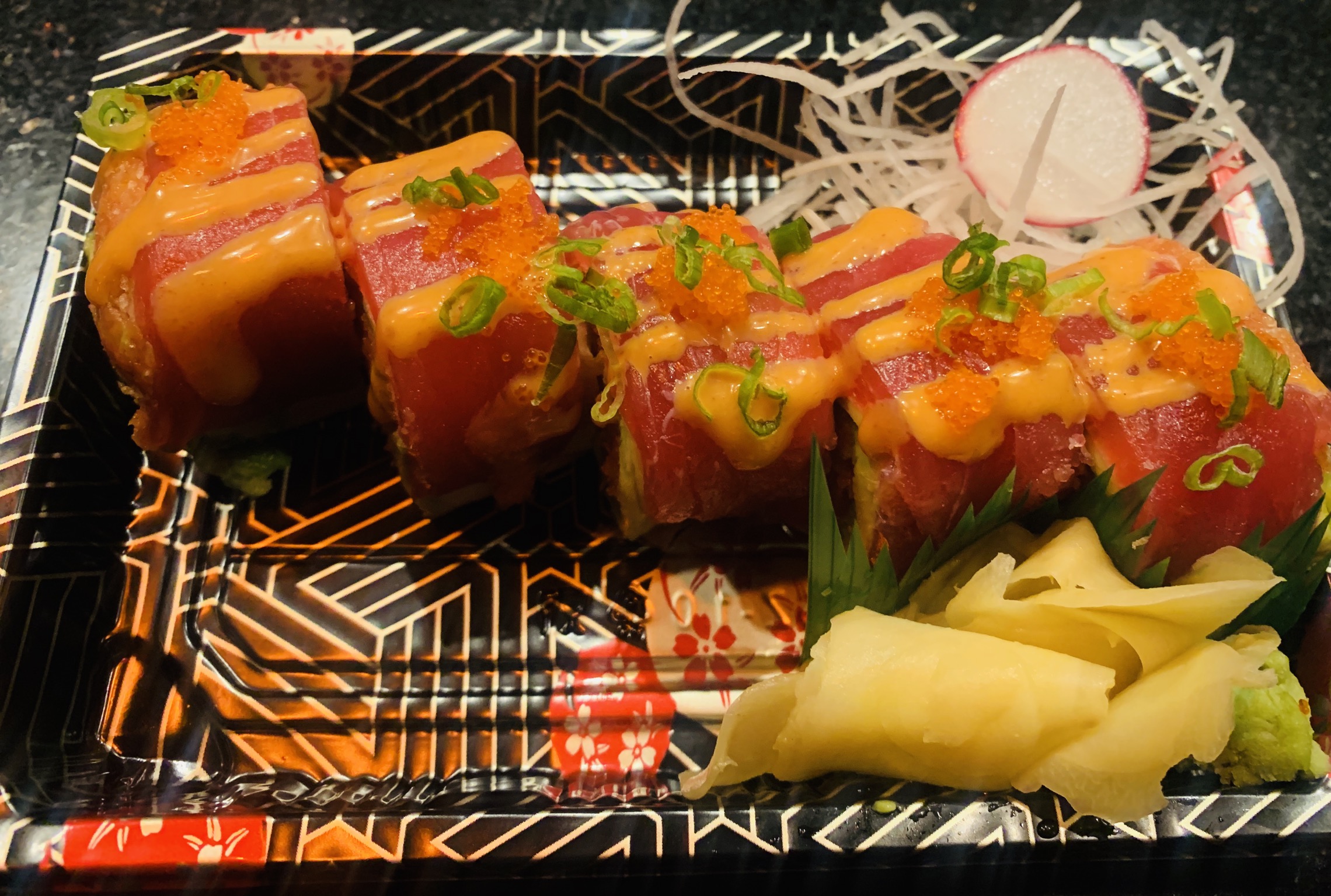 Order 1. Crunchy Spicy Tuna Sashimi Roll food online from Tomodachi Japanese Steakhouse & Sushi Bar store, Royersford on bringmethat.com