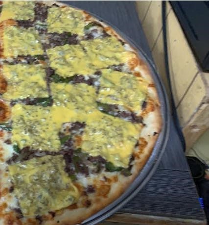 Order Philly Cheese Steak Pizza - Personal (8 Slices) food online from 4 Brothers Pizzeria & Restaurant store, Greenwood Lake on bringmethat.com