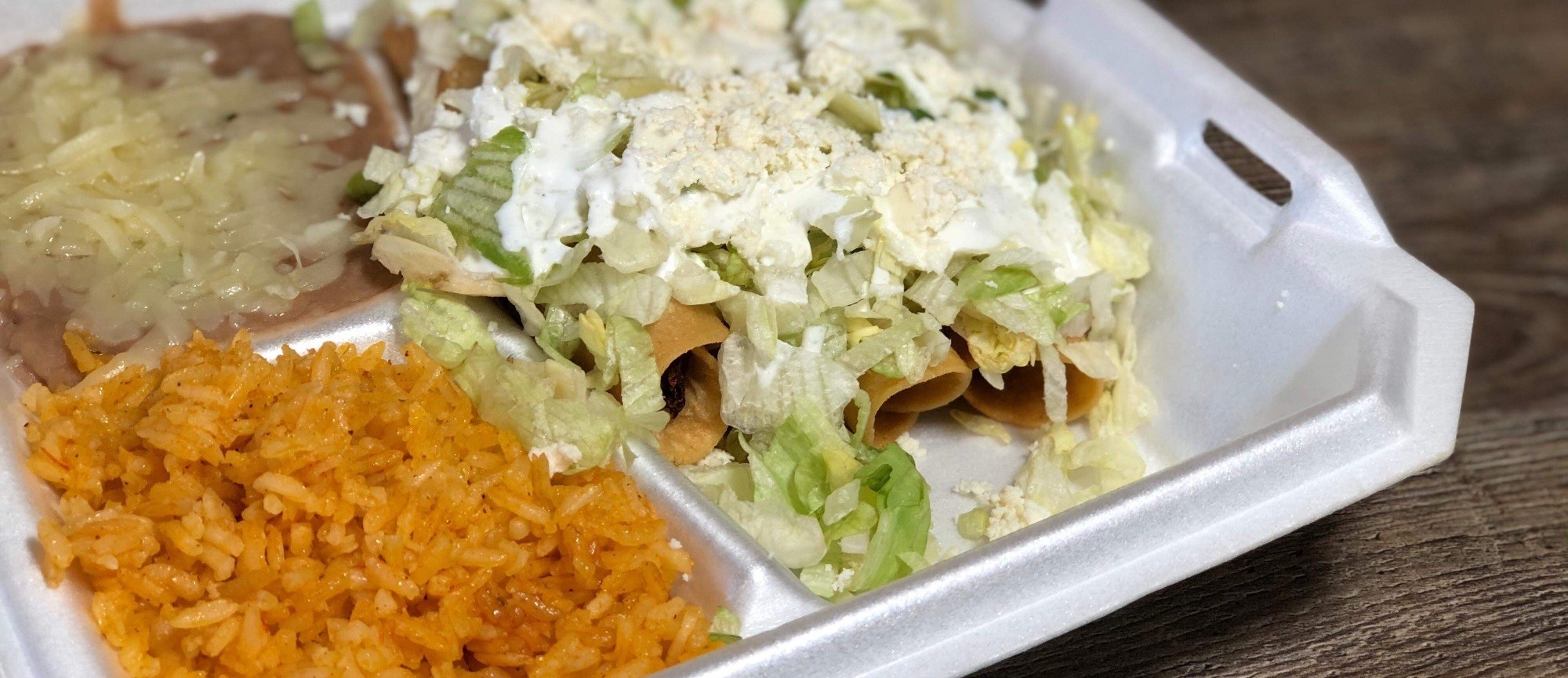 Order 4 Piece Flautas Plate food online from Hermanos Jalisco Grill store, Folsom on bringmethat.com