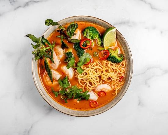 Order Ramen Red Curry Shrimp (Spicy) food online from Pacific Catch store, Campbell on bringmethat.com
