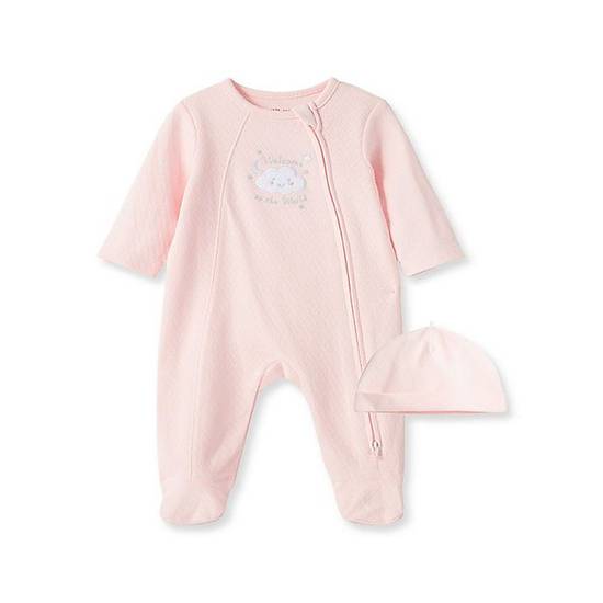Order Little Me® Newborn 2-Piece New World Girl Footie and Hat Set in Pink food online from Bed Bath & Beyond store, Lancaster on bringmethat.com