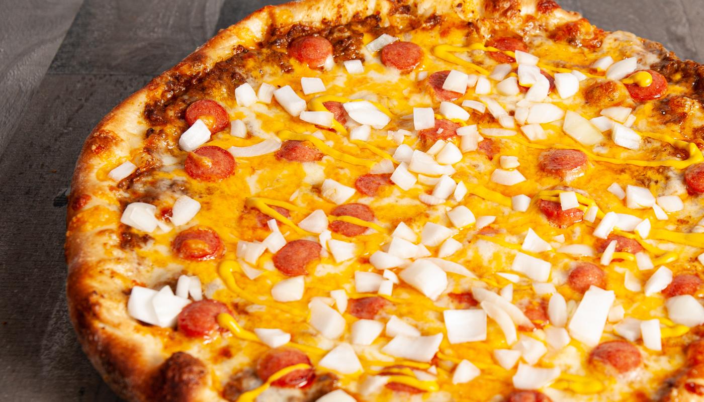 Order 12" Coney Dog Pizza food online from Lucky Duck Pizza store, Waterford Township on bringmethat.com