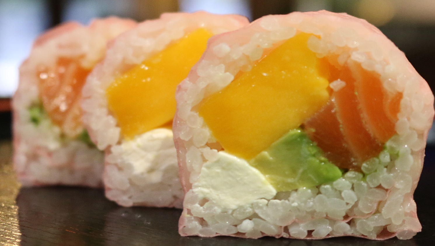 Order Mango Fandango Roll food online from Kaze Sushi & Hibachi store, Mesquite on bringmethat.com