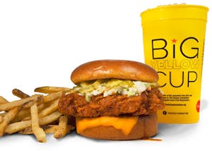 Order Hot Chicken Sandwich with Cheese Combo food online from Trailer Birds store, Palm Springs on bringmethat.com