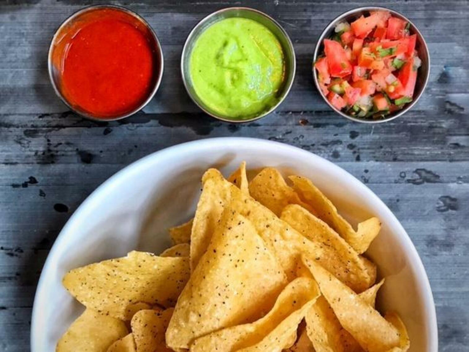Order Chips and Tres Salsas (om) food online from Brado store, Brooklyn on bringmethat.com